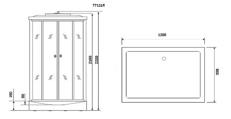 Душевая кабина Niagara Luxe 120x90 NG-7711GL с гидромассажем