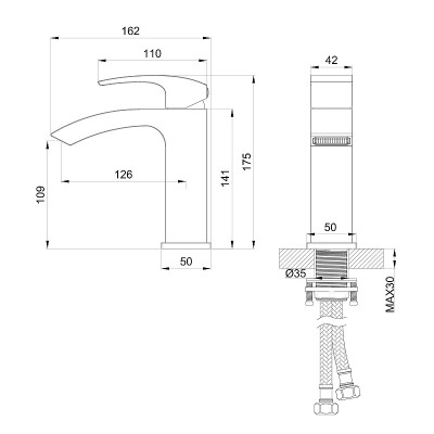 Смеситель для раковины Wonzon &amp; Woghand Fit WW-88139009-MB цвет Черный матовый