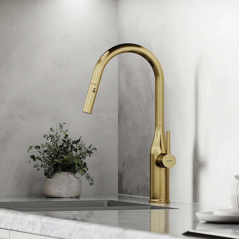 Смеситель для кухни Sancos Grand SC4002BG Золото брашированное латунь