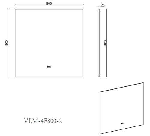 Зеркало Vincea 80 VLM-4F800GM-2 с подсветкой цвет Вороненая сталь