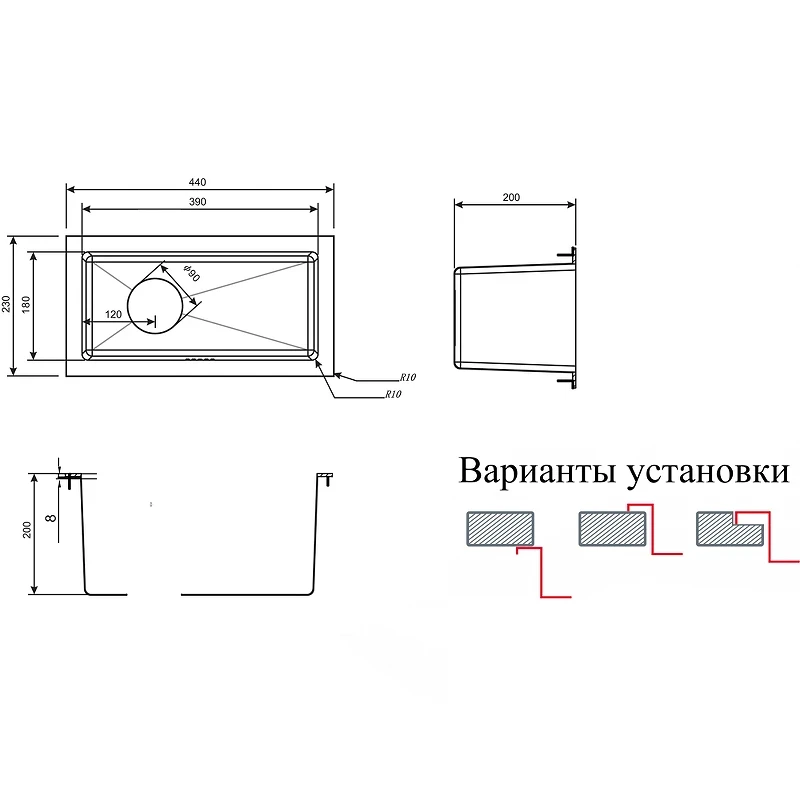 Кухонная мойка ZorG PVD Bronze 23 SZR-2344 BRONZE Бронза нержавеющая сталь встраиваемый