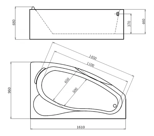 Акриловая ванна Gemy 161х96 G9046 B R с гидромассажем
