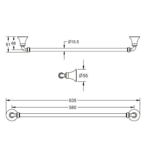 Полотенцедержатель Rose RG12 RG1217 цвет Хром