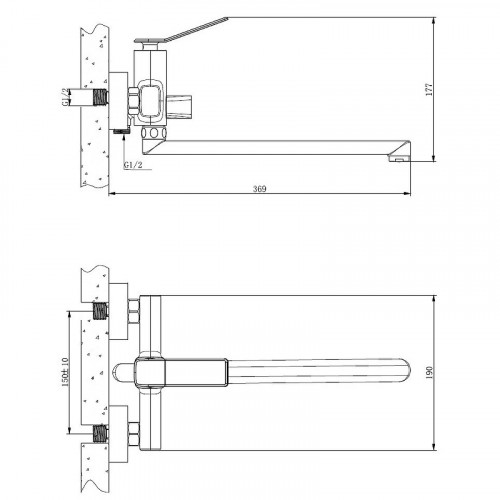 Смеситель для ванны Belz B618 B22618 универсальный Хром латунь на стену
