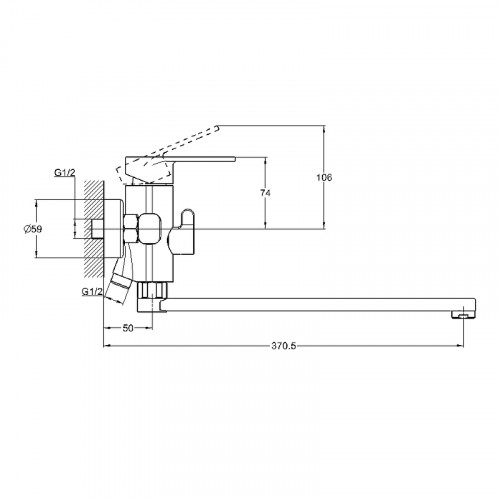 Смеситель для ванны G-Lauf NOB7-A128 универсальный Хром цинк на стену