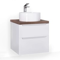 Тумба под раковину Jorno Wood 60 wood.01.60/P/W подвесная Белая МДФ / ЛДСП