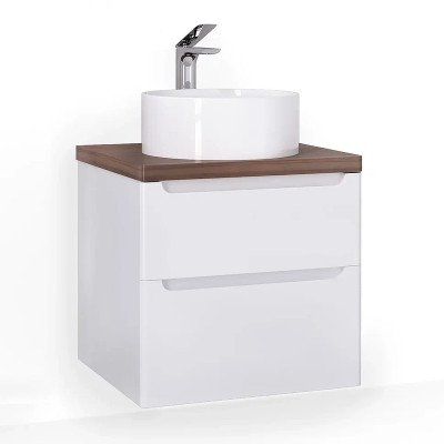 Тумба под раковину Jorno Wood 60 wood.01.60/P/W подвесная Белая МДФ / ЛДСП