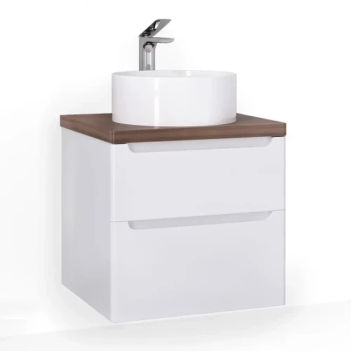 Тумба под раковину Jorno Wood 60 wood.01.60/P/W подвесная Белая МДФ / ЛДСП