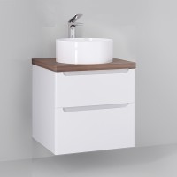 Тумба под раковину Jorno Wood 60 wood.01.60/P/W подвесная Белая МДФ / ЛДСП
