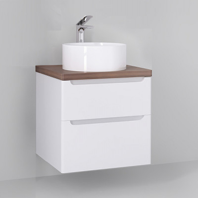 Тумба под раковину Jorno Wood 60 wood.01.60/P/W подвесная Белая МДФ / ЛДСП