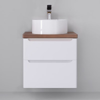Тумба под раковину Jorno Wood 60 wood.01.60/P/W подвесная Белая МДФ / ЛДСП