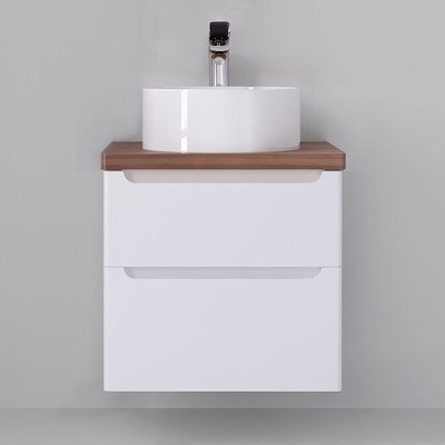 Тумба под раковину Jorno Wood 60 wood.01.60/P/W подвесная Белая МДФ / ЛДСП