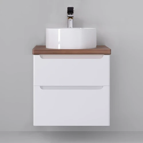 Тумба под раковину Jorno Wood 60 wood.01.60/P/W подвесная Белая МДФ / ЛДСП