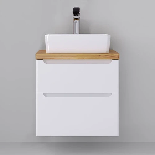 Тумба под раковину Jorno Wood 60 wood.01.60/P/W подвесная Белая МДФ / ЛДСП