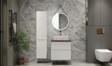 Тумба под раковину Jorno Wood 60 wood.01.60/P/W подвесная Белая МДФ / ЛДСП