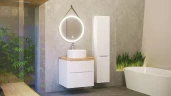Тумба под раковину Jorno Wood 60 wood.01.60/P/W подвесная Белая МДФ / ЛДСП