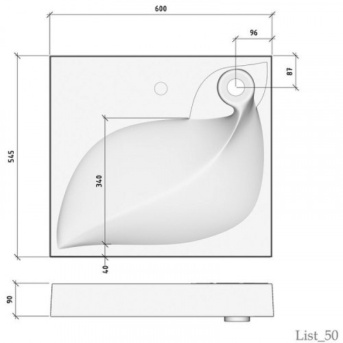 Раковина Madera List 60 4627173210546 на стиральную машину Белая