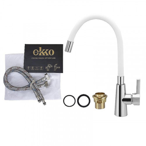 Смеситель для кухни Ekko E4205-E55 Хром Белый