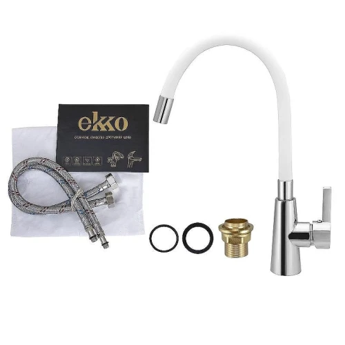 Смеситель для кухни Ekko E4205-E55 Хром Белый