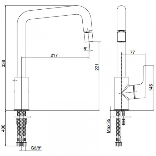 Смеситель для кухни E.C.A. Luna 102118044EX Хром латунь