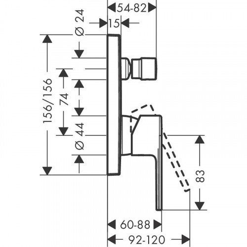 Смеситель для душа Hansgrohe Vernis Shape 71468000 Хром латунь встраиваемый