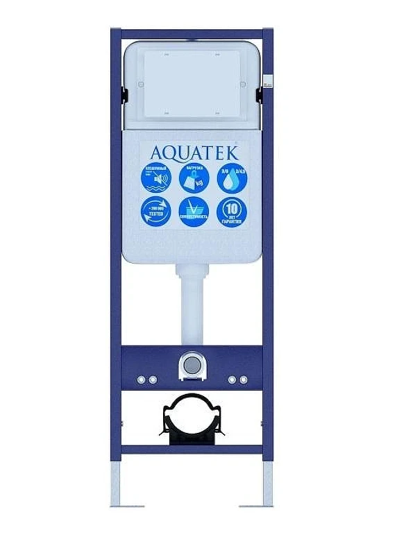 Комплект унитаза с инсталляцией Aquatek Set Aquatek Оберон T-012 4в1 цвет Белый с сиденьем Микролифт и клавишей смыва цвет Черный матовый