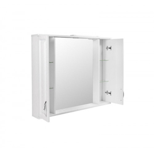 Зеркало со шкафом Stella Polar Кармела 90 SP-00002033 с подсветкой цвет Белое серебро