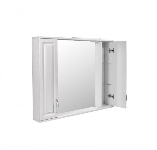 Зеркало со шкафом Stella Polar Кармела 90 SP-00002033 с подсветкой цвет Белое серебро