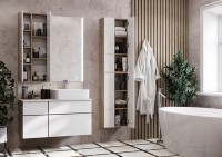 Подвесной шкаф Aquaton Мишель 43 1A244203MIX40 Дуб эндгрейн Белый МДФ / ЛДСП