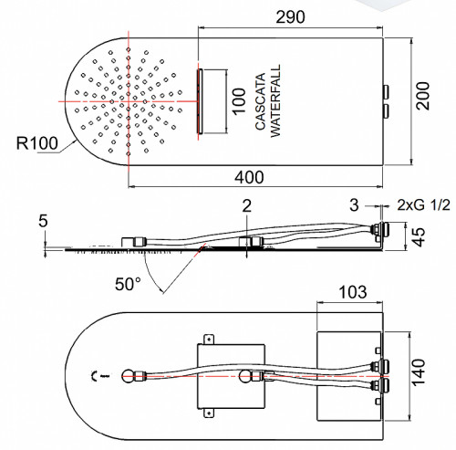 Верхний душ Remer 350UFMCANOX цвет Черный матовый