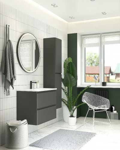 Шкаф пенал Aquanet Эмбер 35 330472 подвесной Черный матовый