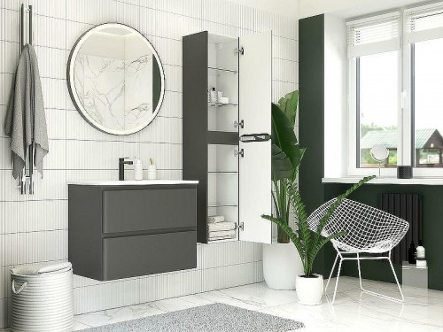 Шкаф пенал Aquanet Эмбер 35 330472 подвесной Черный матовый