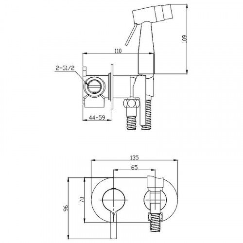 Гигиенический душ со смесителем Raglo R20.52.06 Черный матовый латунь встраиваемый