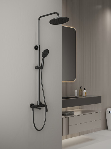 Душевая система Splenka S41.24.06 Черная матовая латунь на стену