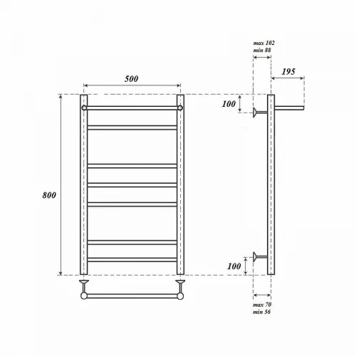 Водяной полотенцесушитель Point Аврора PN10158P П6 500x800 с полкой Хром