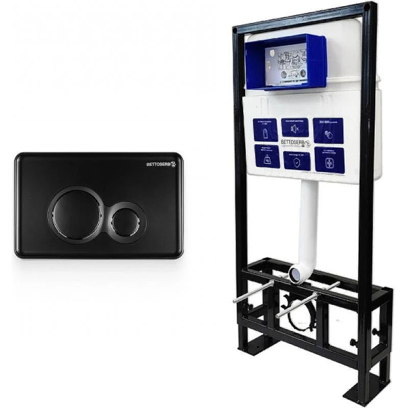 Инсталляция Bettoserb Sava Free Standing SFS40006459 для унитаза с Черной матовой клавишей смыва