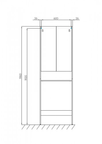 Шкаф пенал Aquaton Лондри 60 1A260503LH010 над стиральной машиной Белый глянец МДФ / ЛДСП