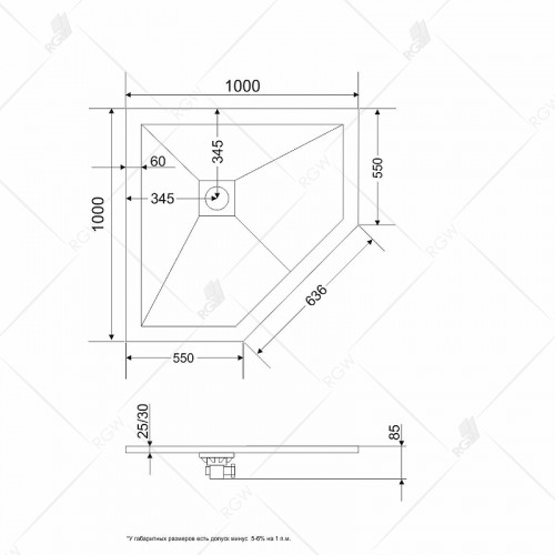 Душевой поддон из искусственного камня RGW Stone Tray ST/T-G 100х100 16155100-01 Белый