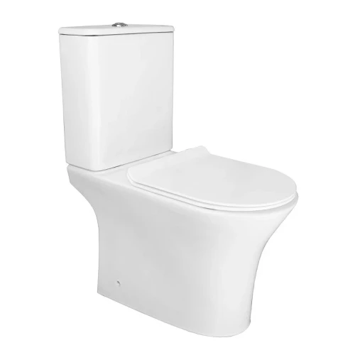 Унитаз-компакт Azario Fretta Round AZ-1217 + AZ-1216 цвет Белый с бачком и сиденьем Микролифт