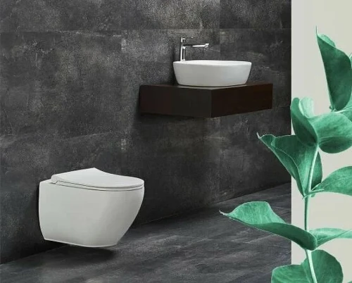Комплект унитаза биде beWash Bogen 88303601 с инсталляцией Viega Prevista Dry 8524.14 792596 с сиденьем Микролифт и клавишей смыва Хром фарфор подвесной