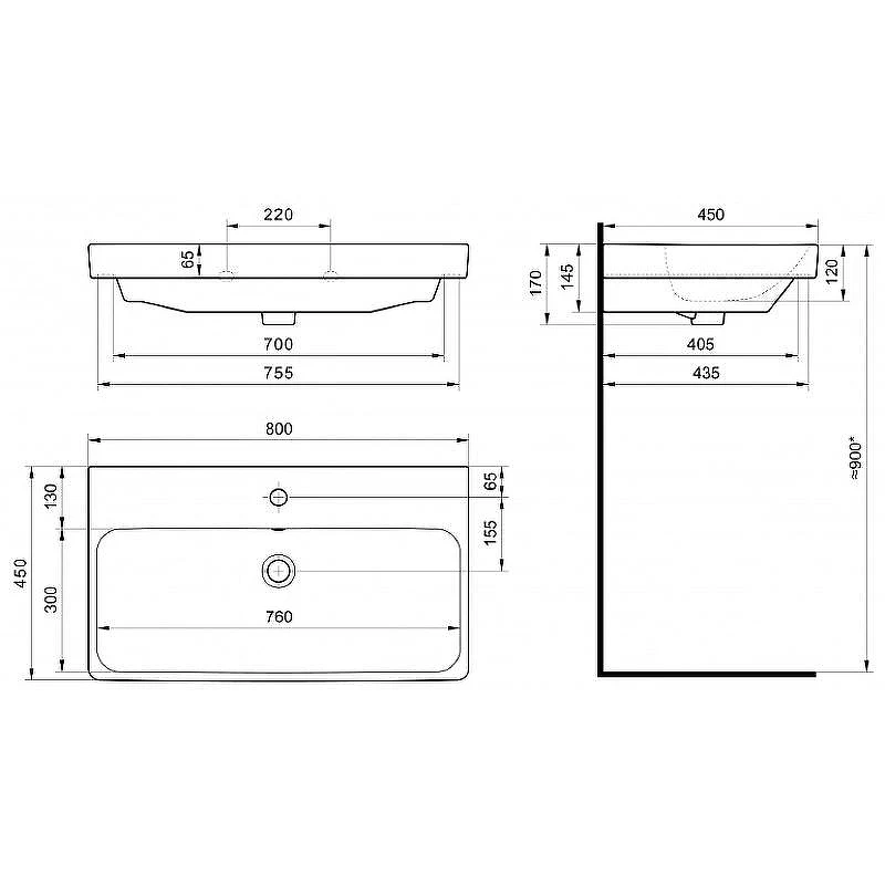 Раковина Aquaton Santek Адриана 80 1WH501772 Белая