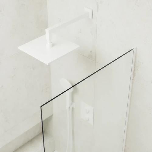 Шторка на ванну Maybah Glass MGV-62-1у 400x1400 в узком профиле Белый стекло прозрачное