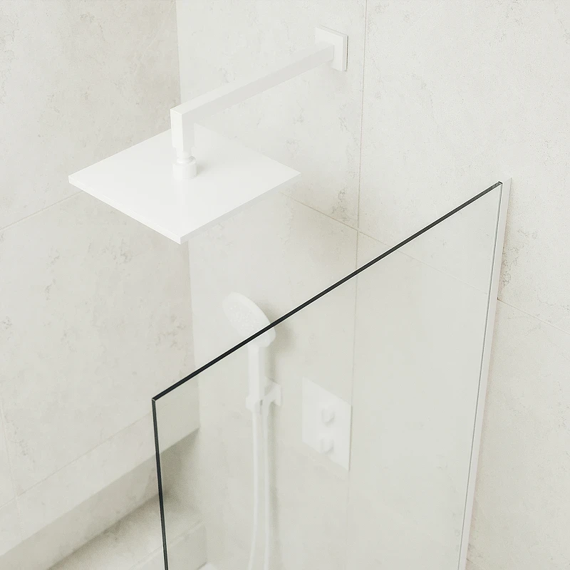 Шторка на ванну Maybah Glass MGV-62-1у 400x1400 в узком профиле Белый стекло прозрачное