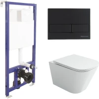 Комплект унитаза Ceramicanova Union CN4009T с инсталляцией Berges Novum L5 040215 с сиденьем Микролифт и Черной матовой клавишей смыва