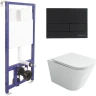 Комплект унитаза Ceramicanova Union CN4009T с инсталляцией Berges Novum L5 040215 с сиденьем Микролифт и Черной матовой клавишей смыва