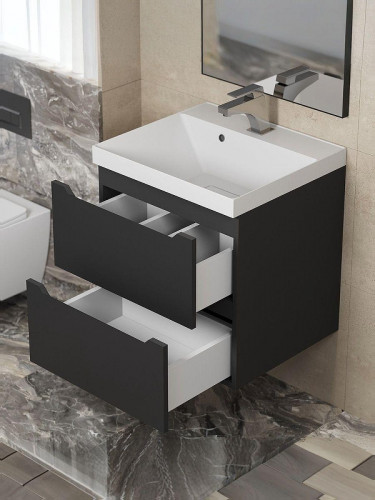 Тумба под раковину Uperwood Tanos New 50 2191020001 подвесная цвет Черный матовый