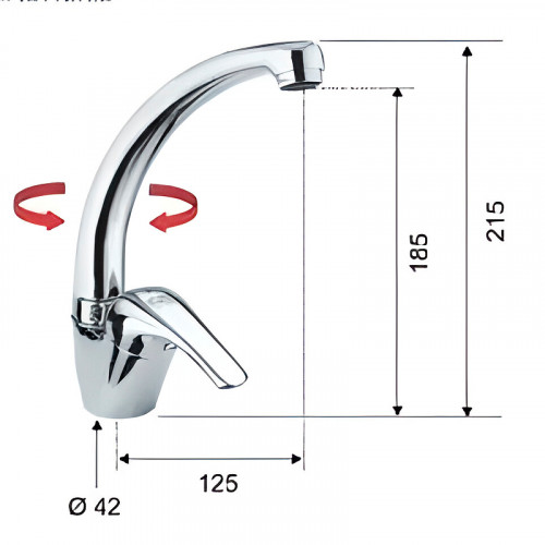 Смеситель для кухни Remer Серия 35 F422C Хром латунь