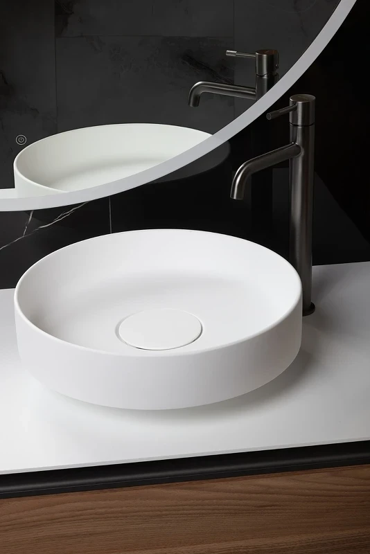 Раковина-чаша Boheme Corian 40 801-MW Белая матовая искусственный камень (литьевой мрамор) накладная