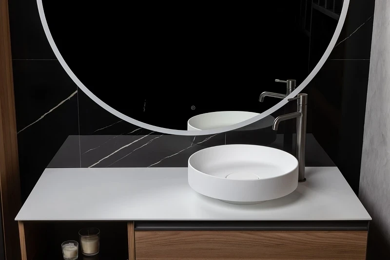 Раковина-чаша Boheme Corian 40 801-MW Белая матовая искусственный камень (литьевой мрамор) накладная