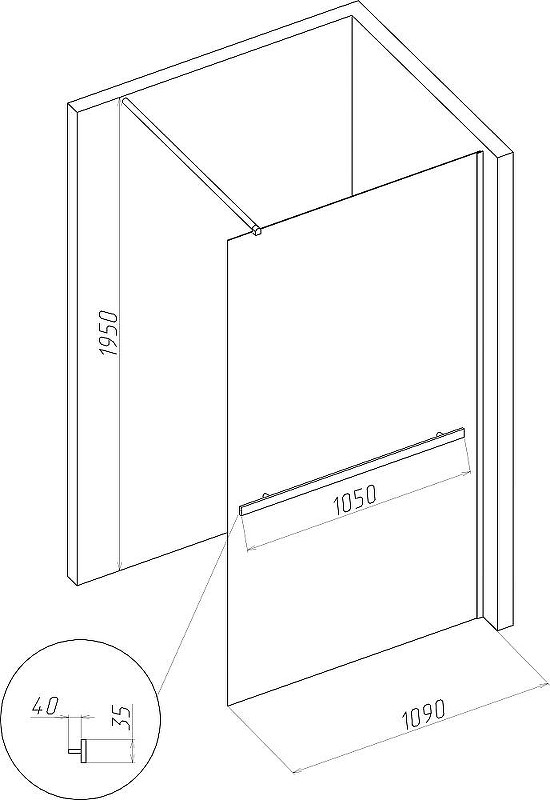Душевая перегородка DIWO Элиста 110 MG-EL-110-CL профиль Хром матовый стекло прозрачное